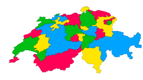 Gefaerbte Schweizer Landkarte