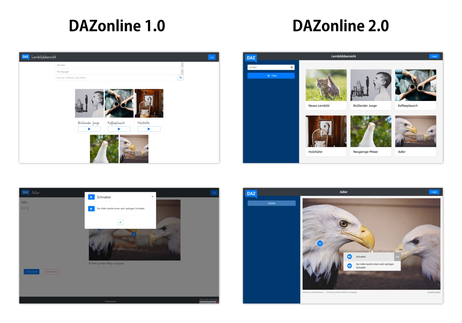 Screenshots DAZonline 1.0 vs DAZonline 2.0