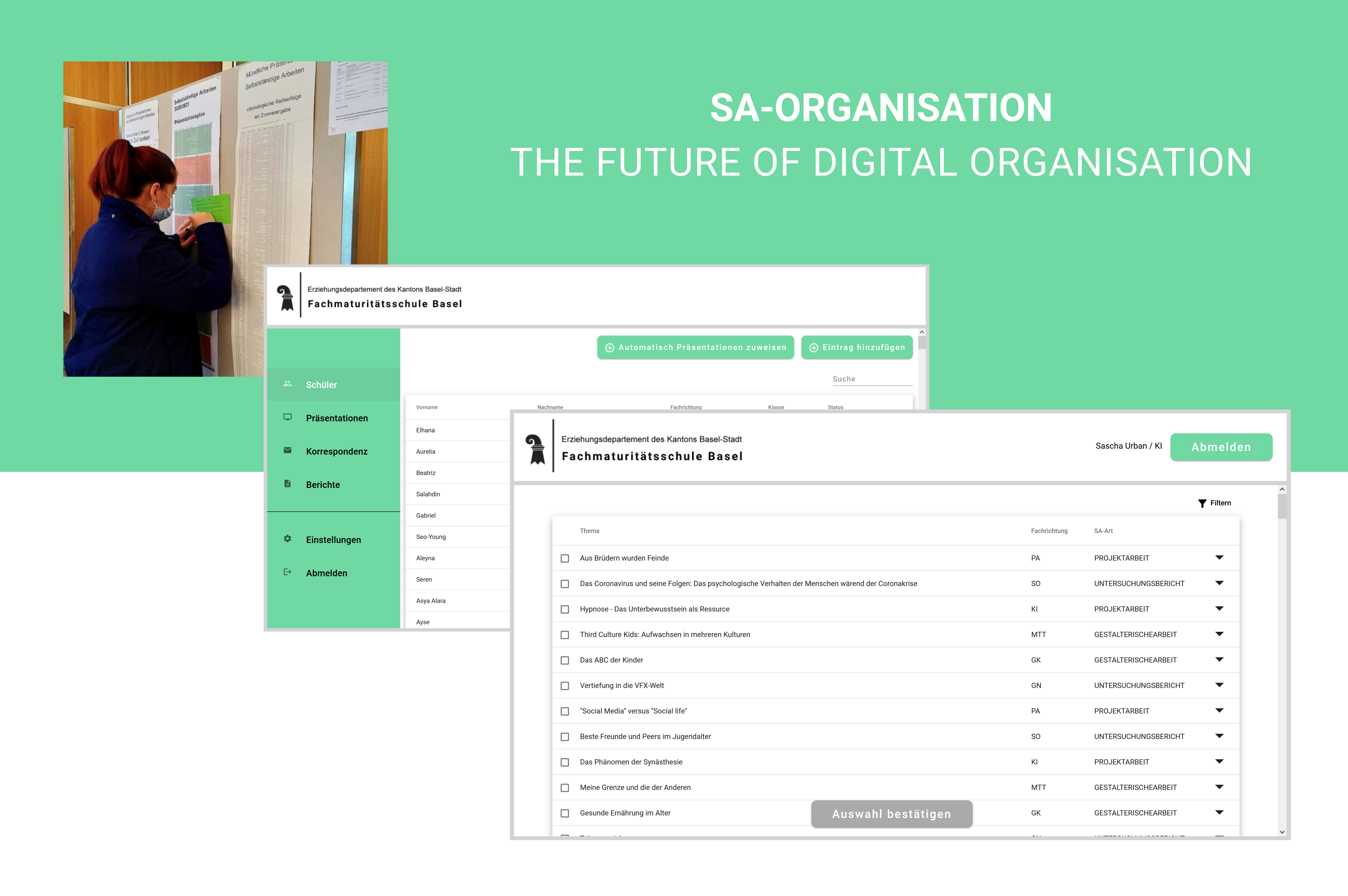 Picture of the SA-Organisation web app