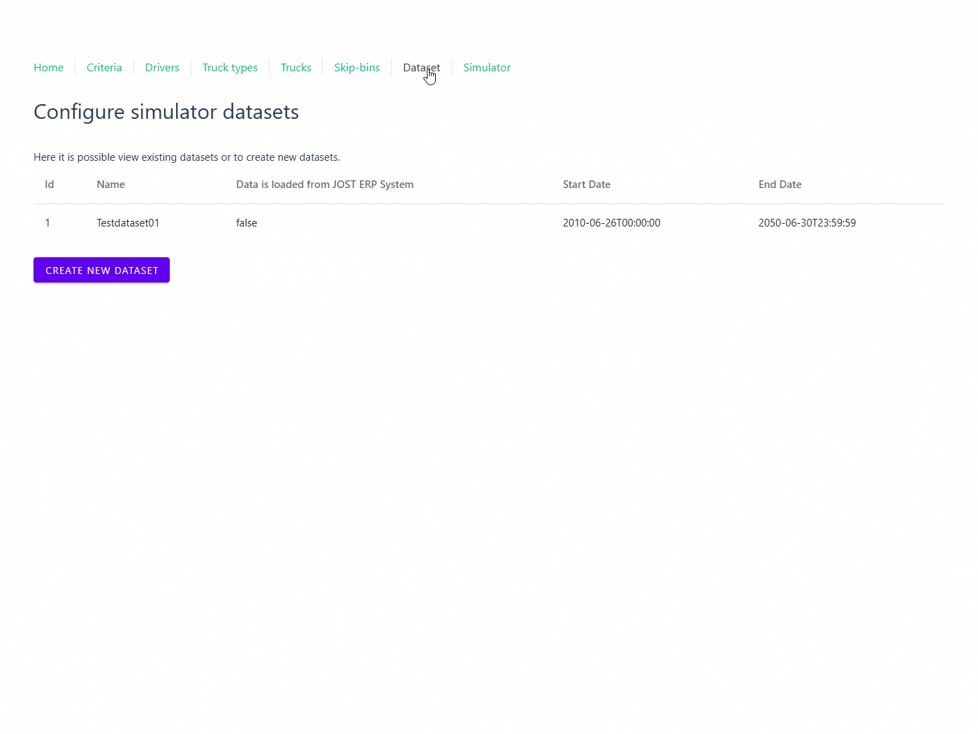 Create new dataset