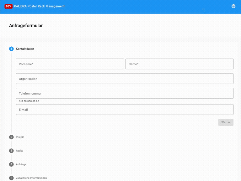 Submitting a customer form
