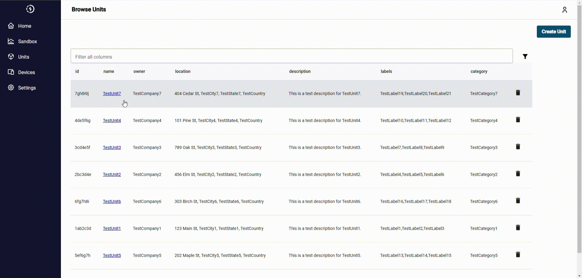 This image shows a short sequence of how a user can navigate to the units overview