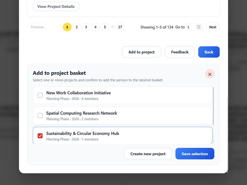 CoCo project basket for collecting collaboration candidates