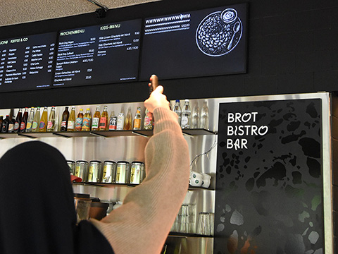 The project team testing the system on site at Brot Bistro Bar