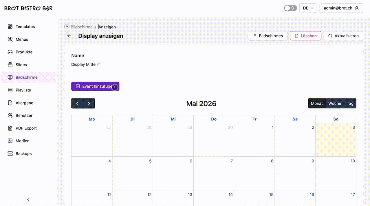 Screencast showing the playlist scheduling system over the day