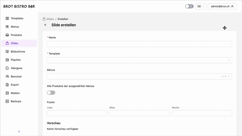 Screencast showing the automated slide creation process in the backend