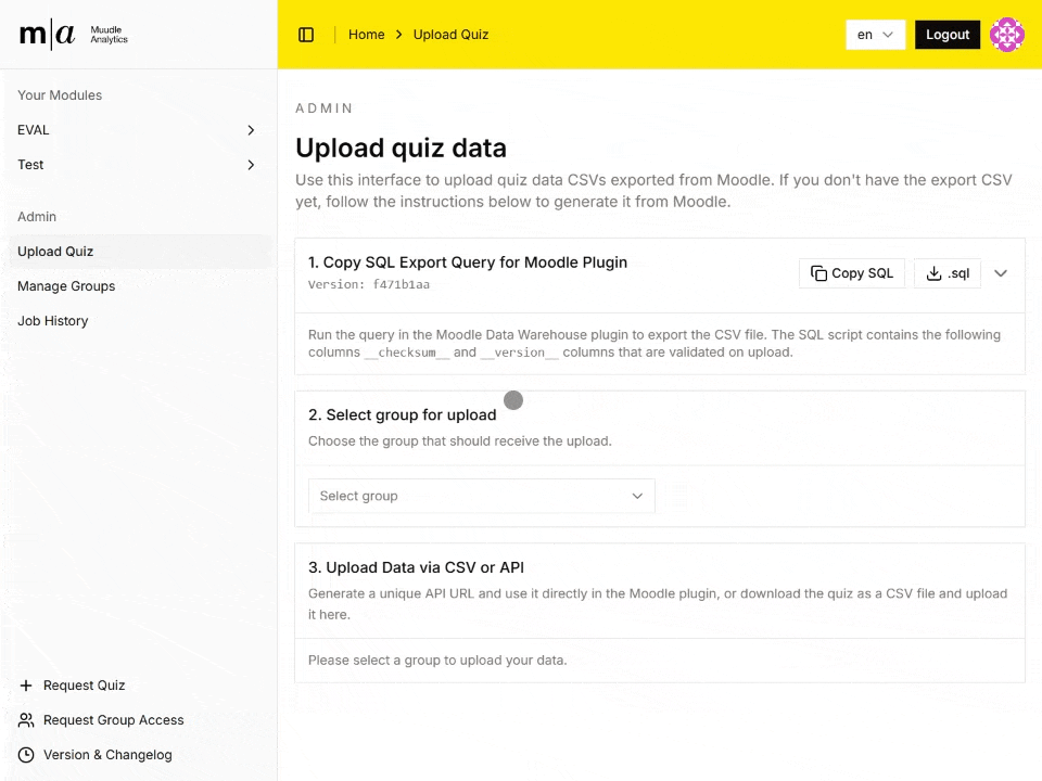 Moodle exam upload process