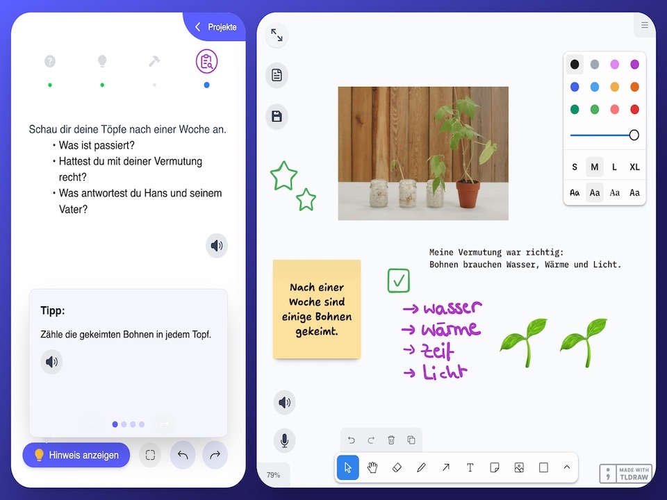 Interactive student whiteboard space with sketching canvas and multimodal accessibility features