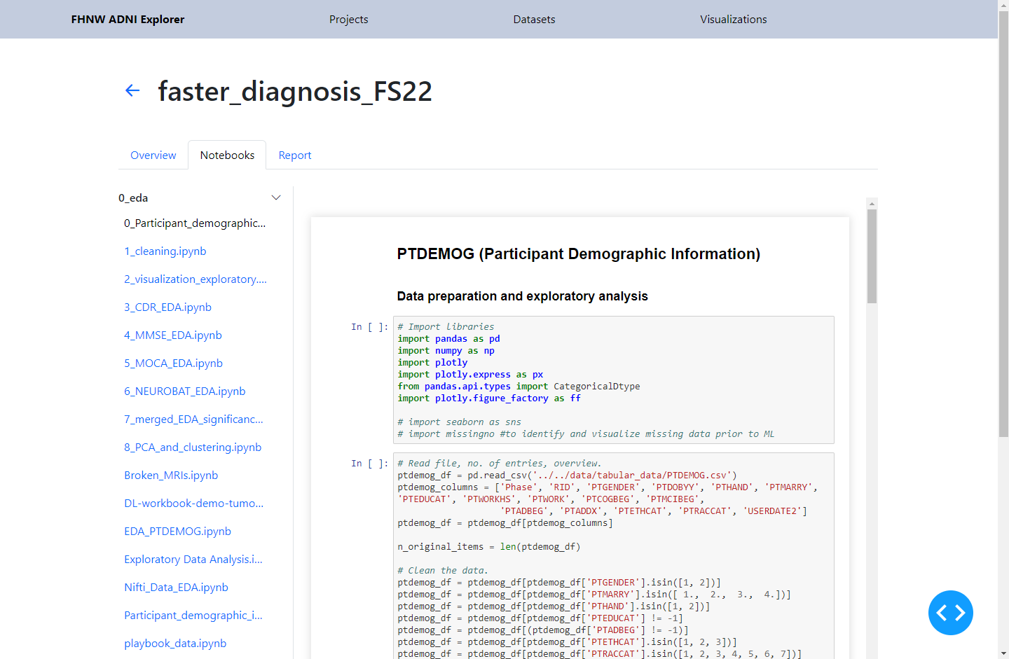 FHNW ADNI Explorer - notebooks