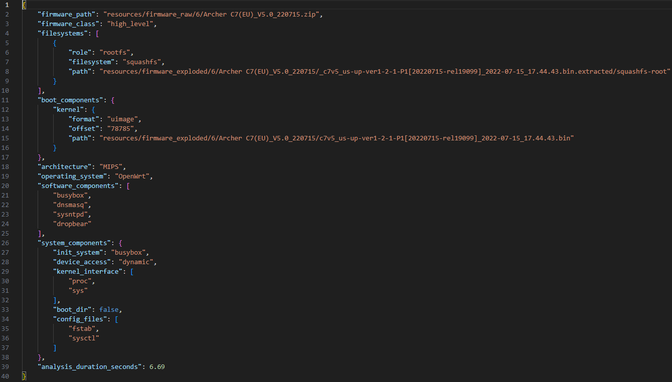 Firmwarehound JSON Output