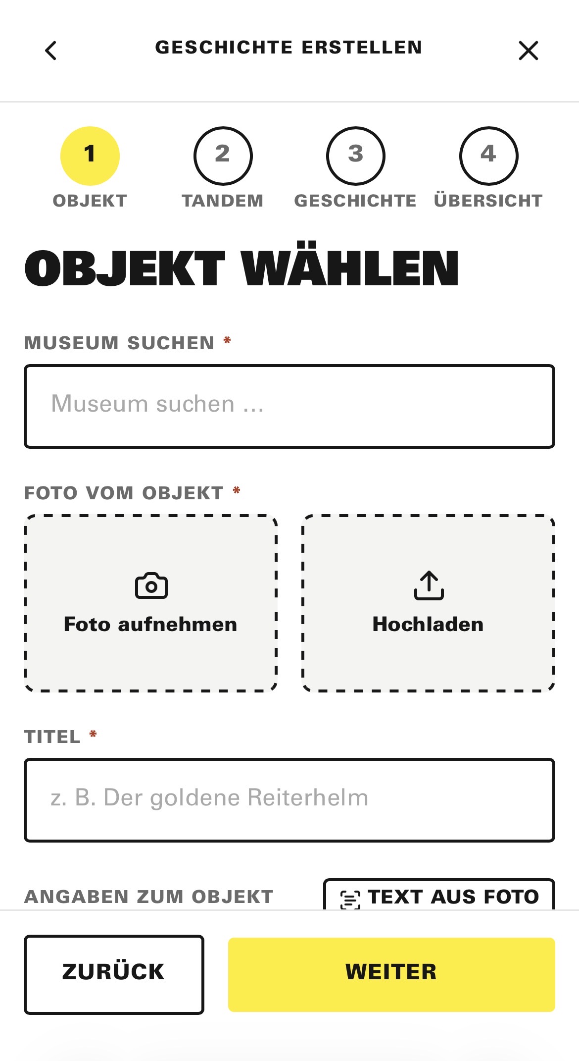 Geführter Erfassungsablauf mit Fortschrittsanzeige über mehrere Schritte