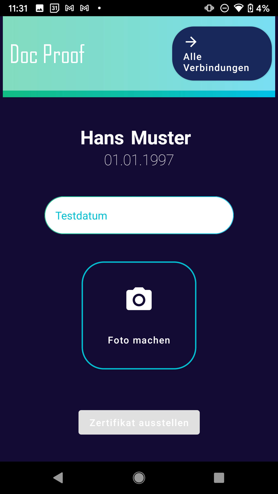 Ausstellung der Bescheinigung