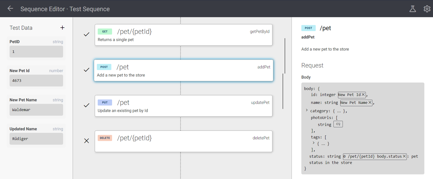 Ansicht des Sequence Editors mit einer Beispielsequenz