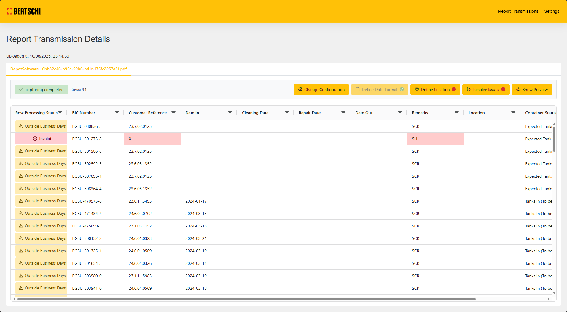UI Report Rows