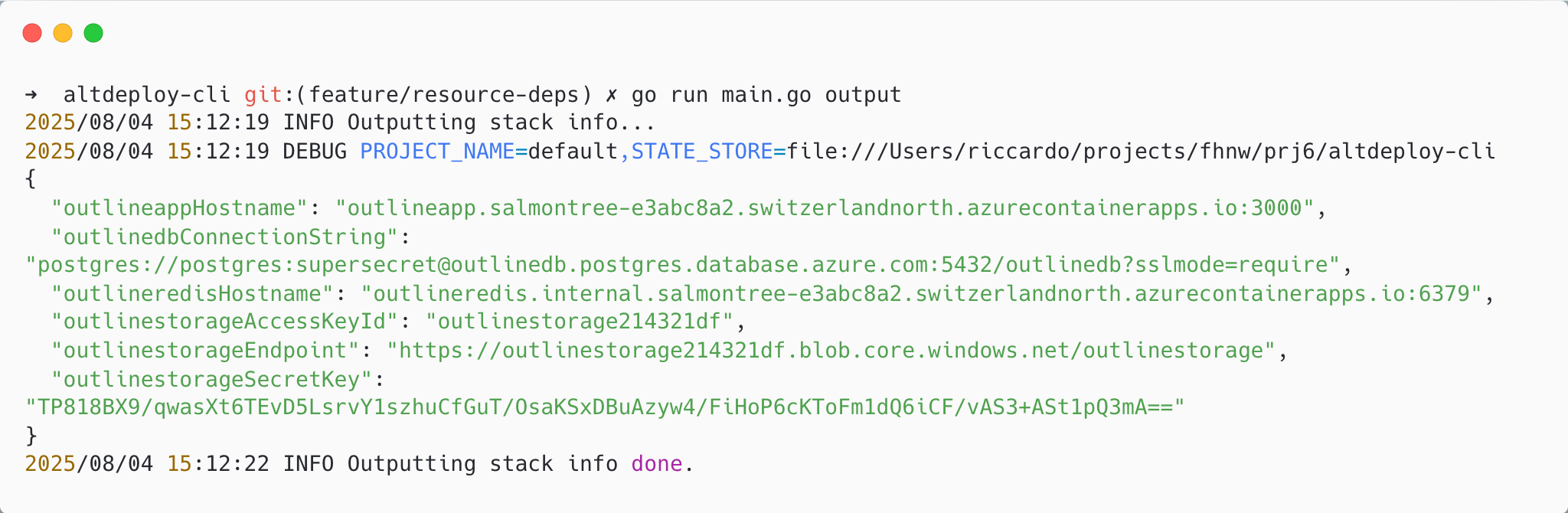 AltDeploy CLI Output Command for Azure