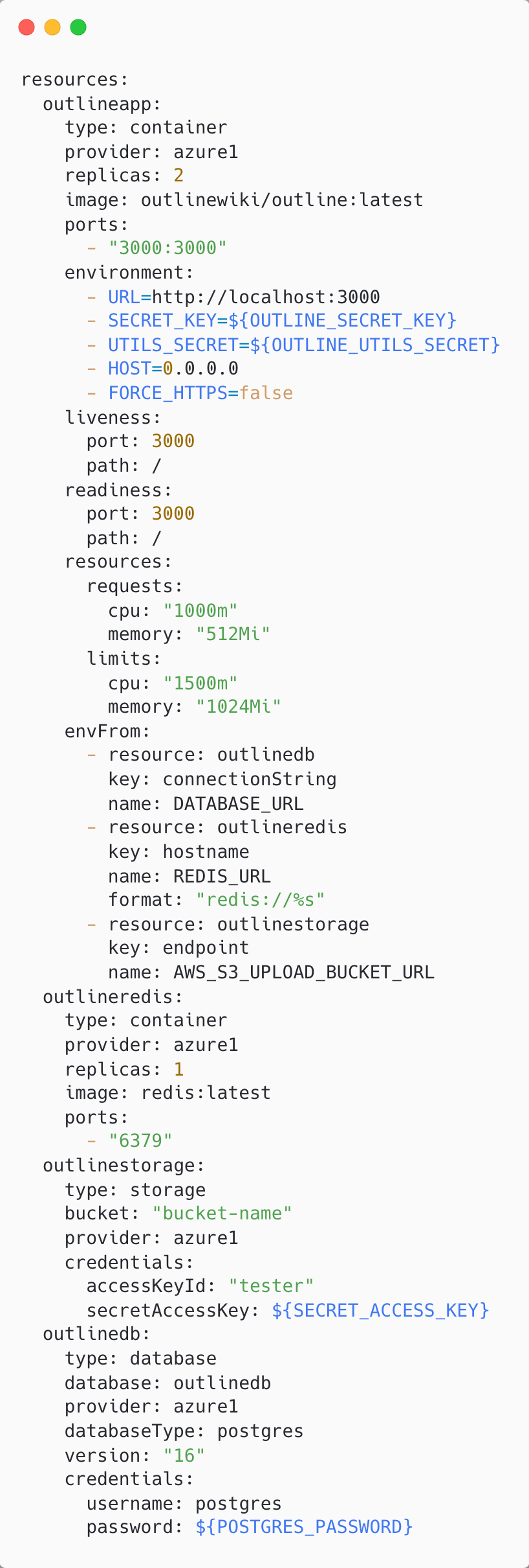 AltDeploy Resources Configuration Example