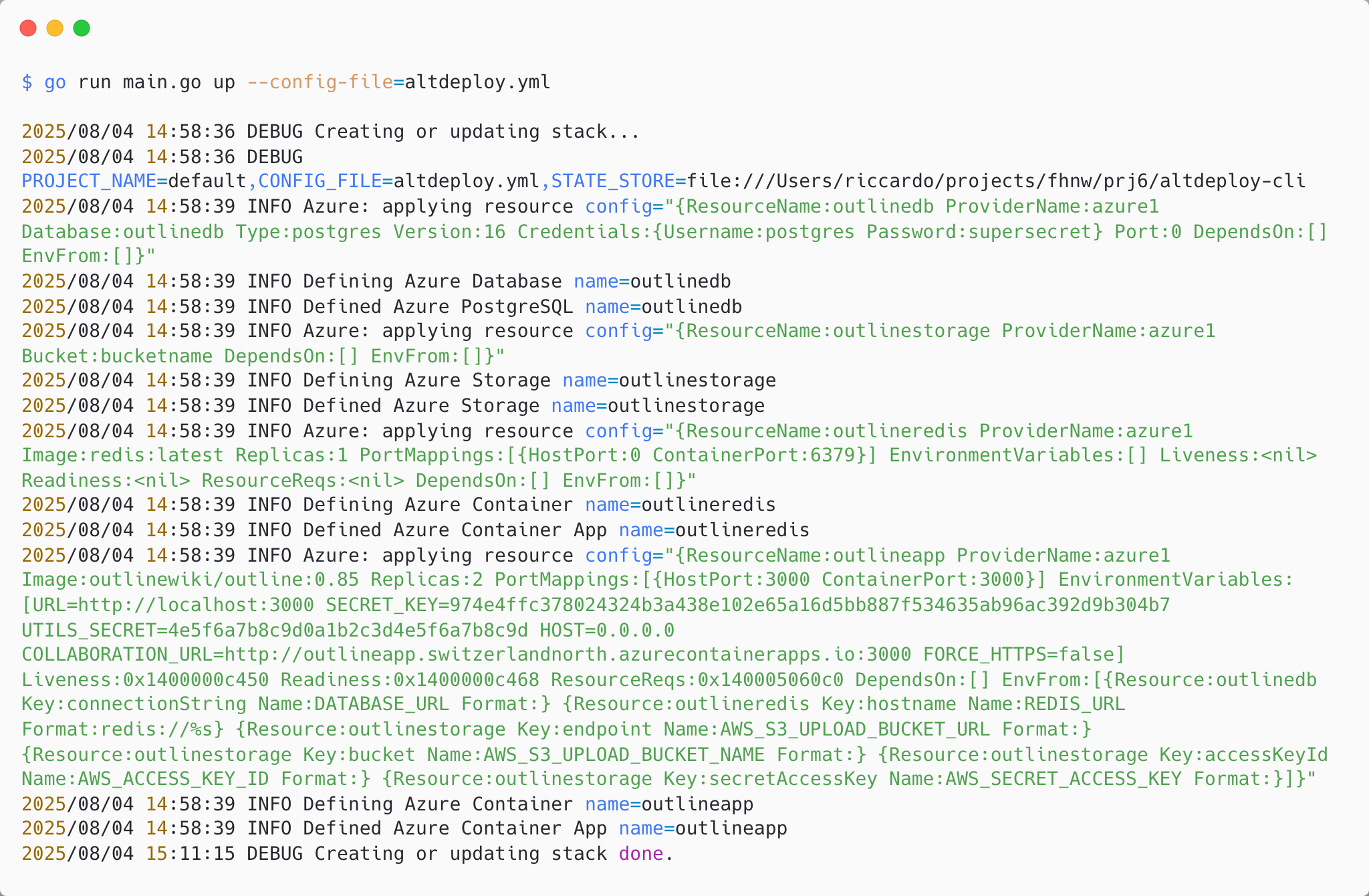 AltDeploy CLI Up Command for Azure