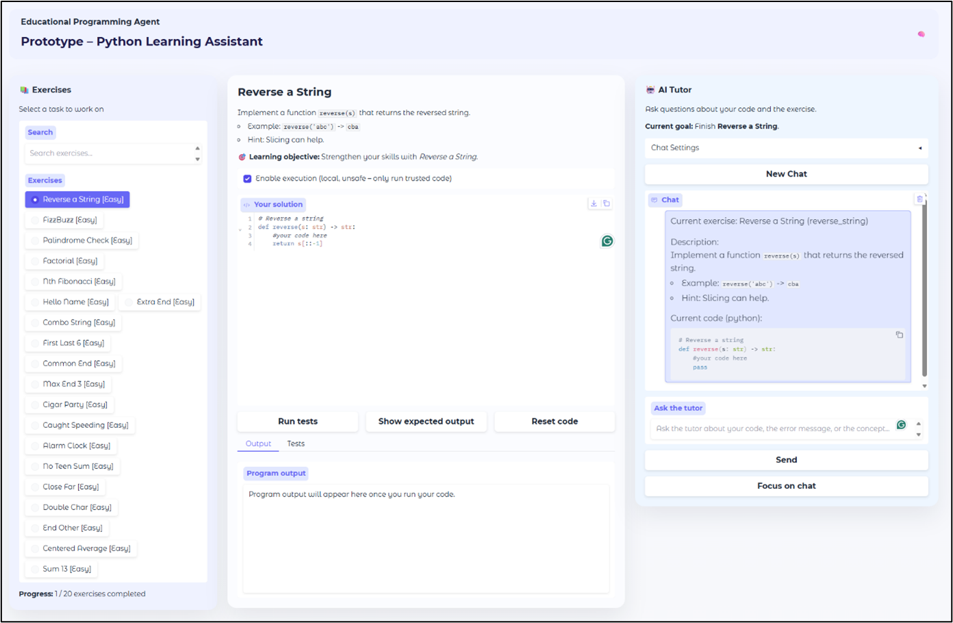 EPA Interface Screenshot