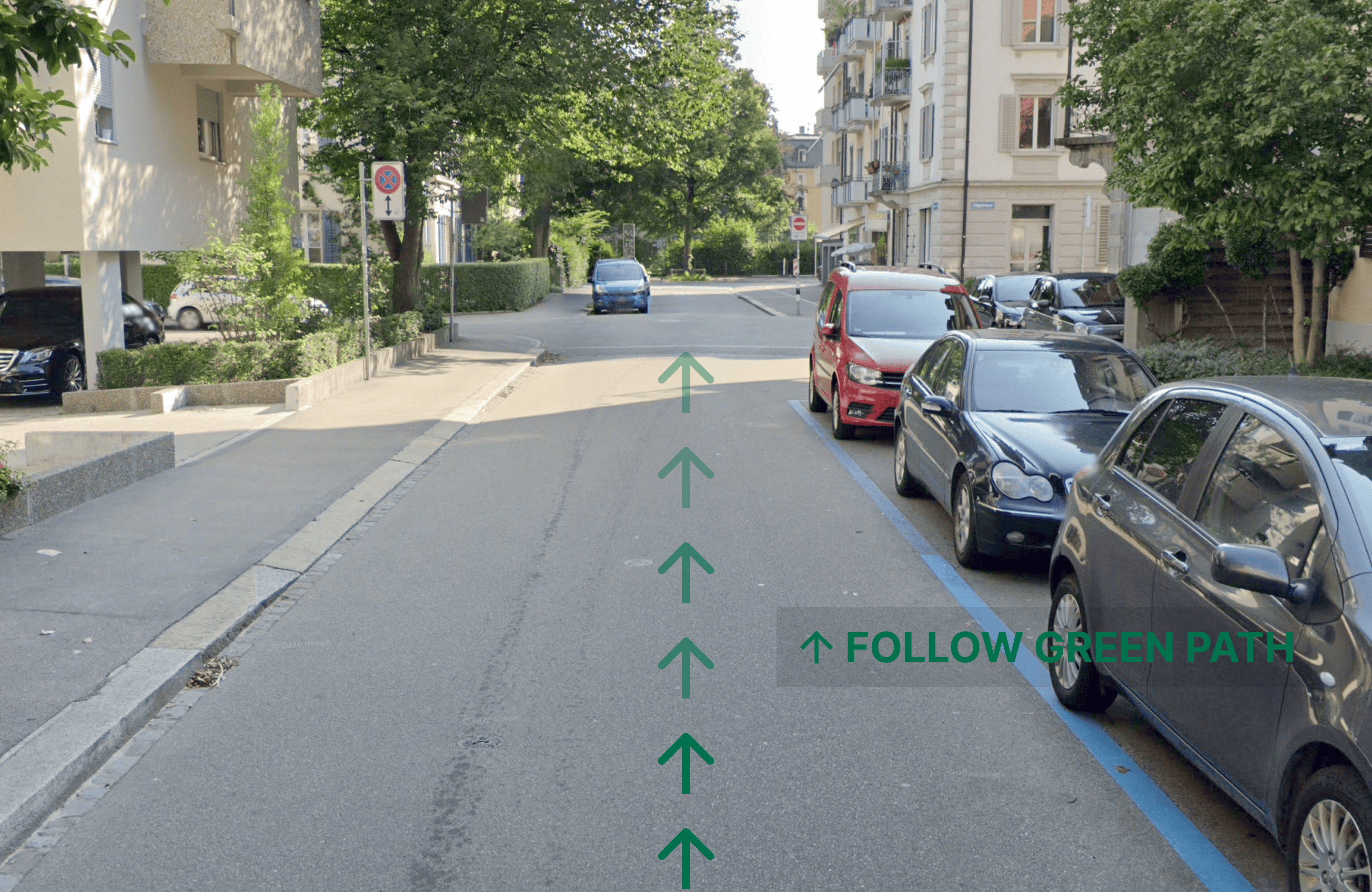 AR visualisation of a safe walking route on HoloLens 2