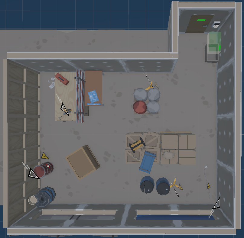 Top-down view of the second scenario, in which participants also need to complete other minor tasks