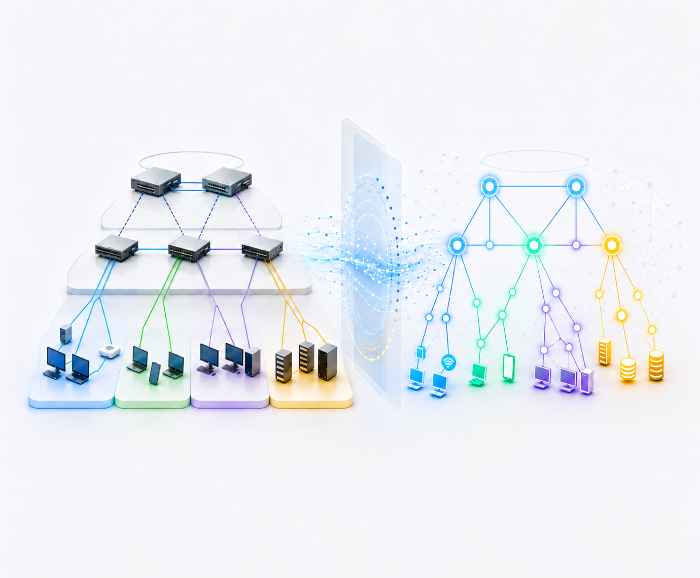 Graphmodell eines einfachen Netzwerks mit Hosts und Switches