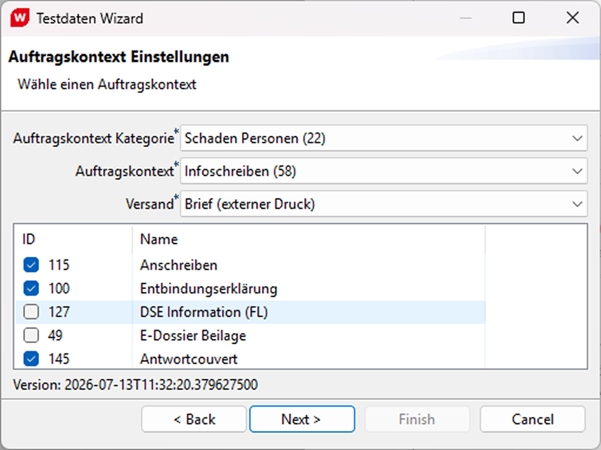 Testdaten Wizard